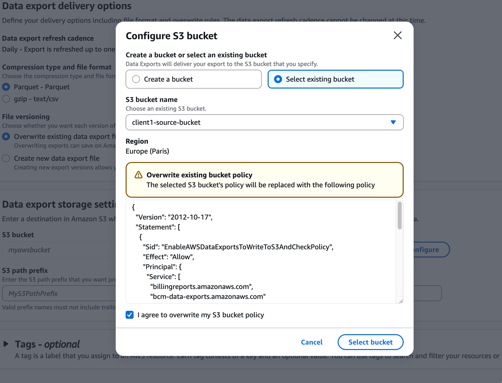 Setup 1/2: Create S3 Bucket and Data Exports – 2. Creation of Data Exports