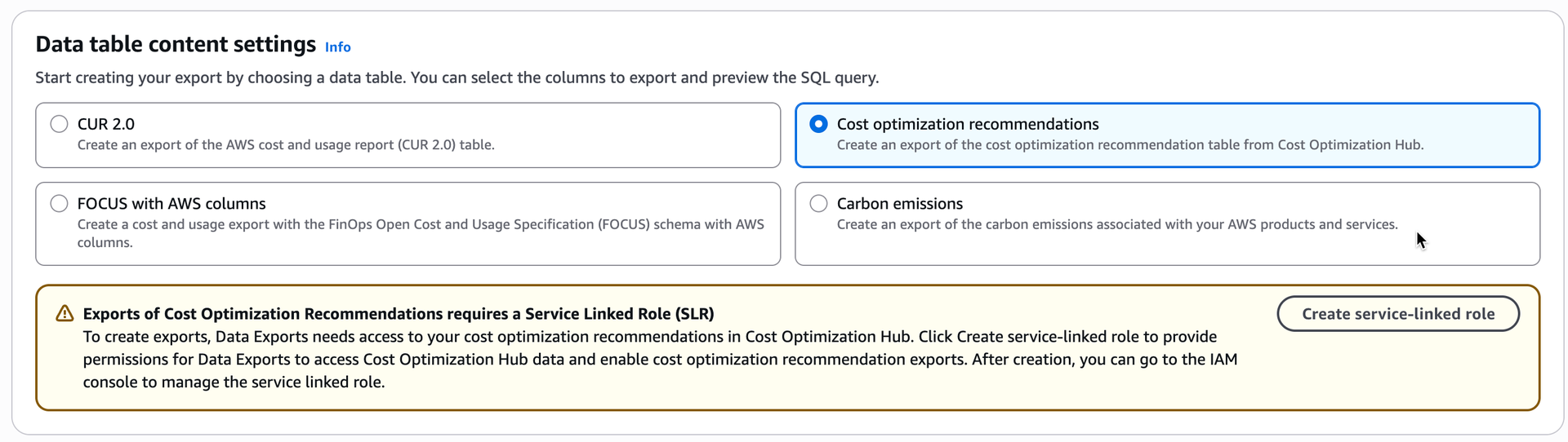 Setup 1/2: Create S3 Bucket and Data Exports – 2. Creation of Data Exports