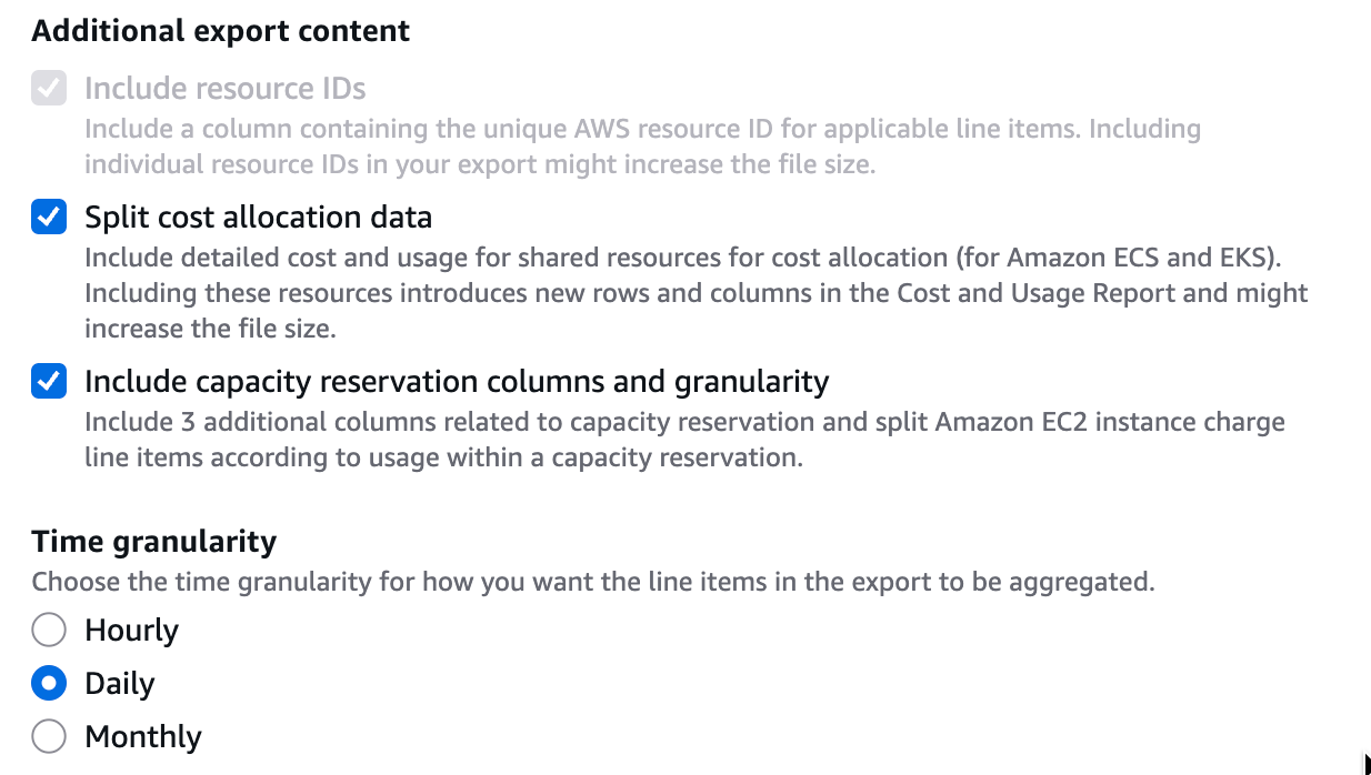 Setup 1/2: Create S3 Bucket and Data Exports – 2. Creation of Data Exports