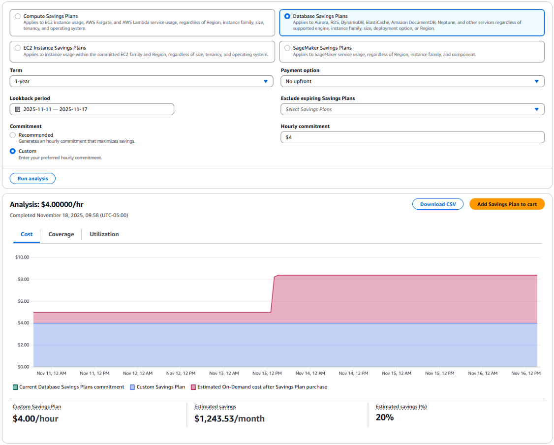 Database Savings Plans – Recommendations