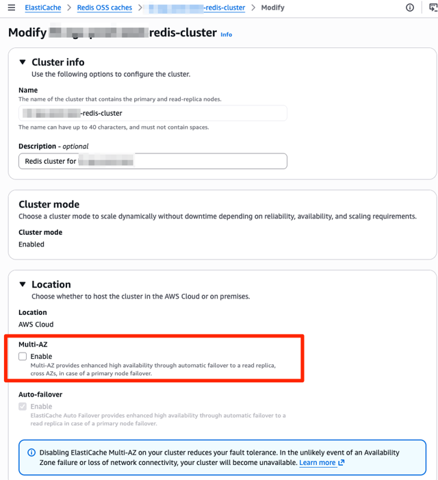 ElastiCache Redis: Use only Single-AZ on NonProd Accounts