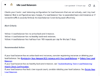 Trusted Advisor – One Example: Idle Load Balancers